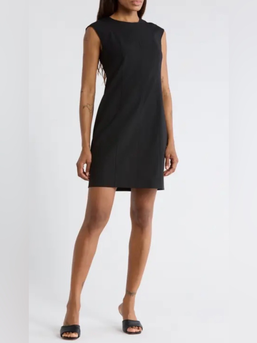 Theory Black Sleeveless Mini Shift Dress